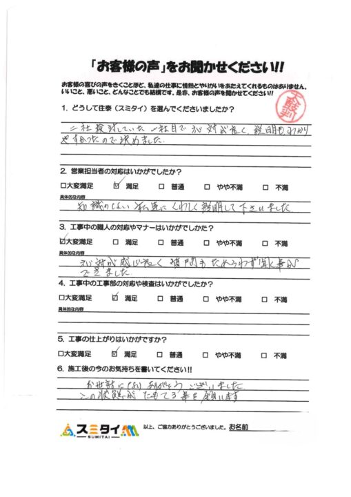 栃木県小山市 U様の声